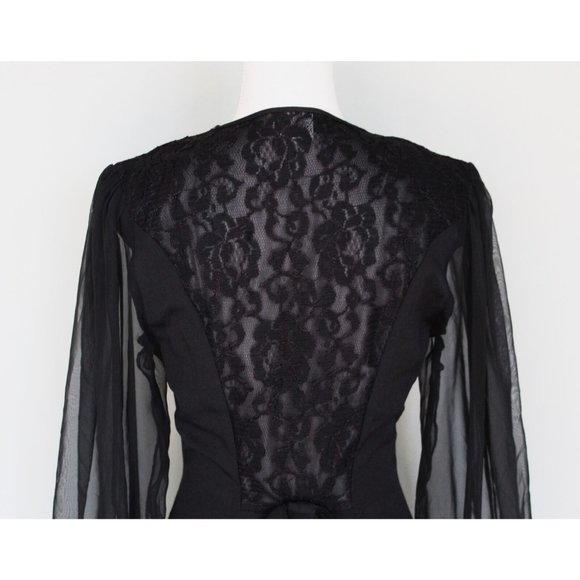 Vintage Gothic Vibes Black RIVIERA Button Dress, Size Small 4 - Picture 8 of 12